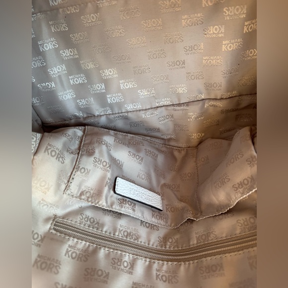 Michael Kors White Pebbled Leather with Gold Accents Satchel - Picture 11 of 16